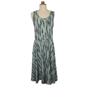 LuLaRoe Nikki Dress Boho Feather Print Pocket Tank Fit & Flare M Stretch